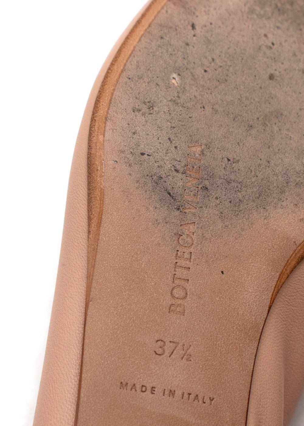 Bottega Veneta Nude Leather Almond Flat Pumps