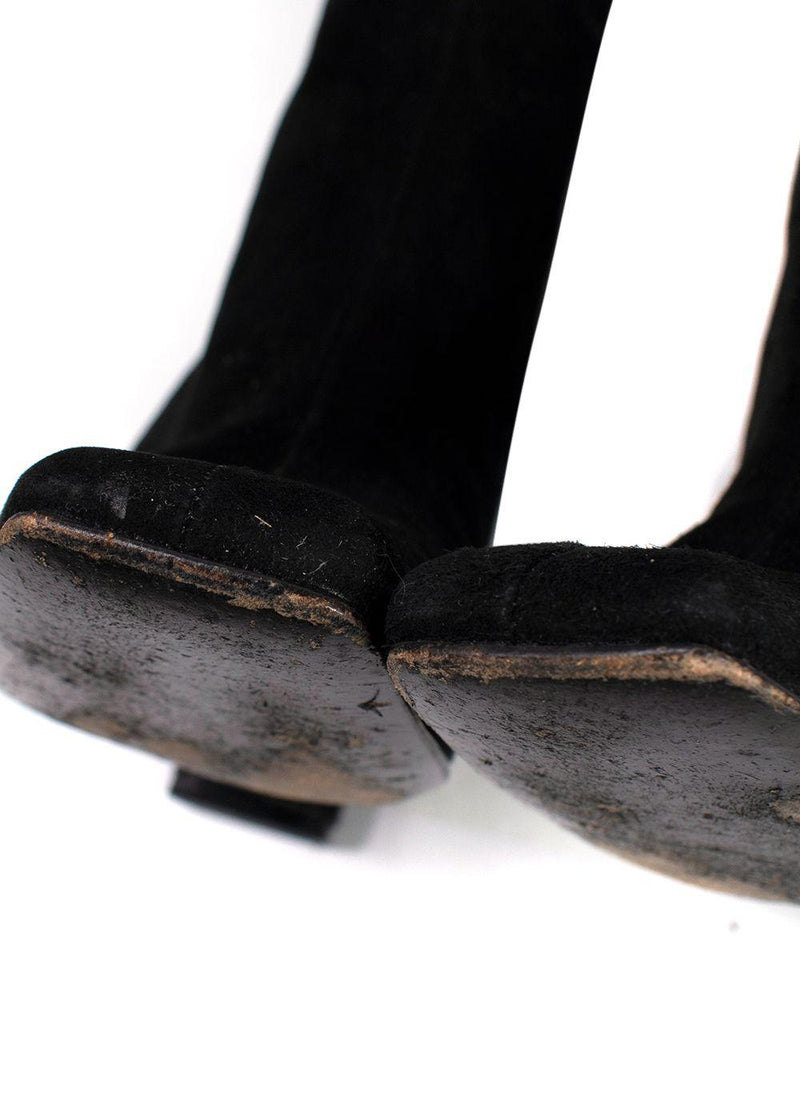 Charles Jourdan Black OTK Suede Boots
