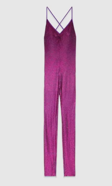 Gucci Pre Fall '19 Runway Purple Crystal Catsuit