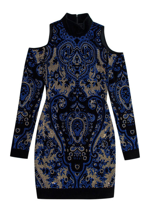 Balmain Cutout crystal-embellished velvet mini dress