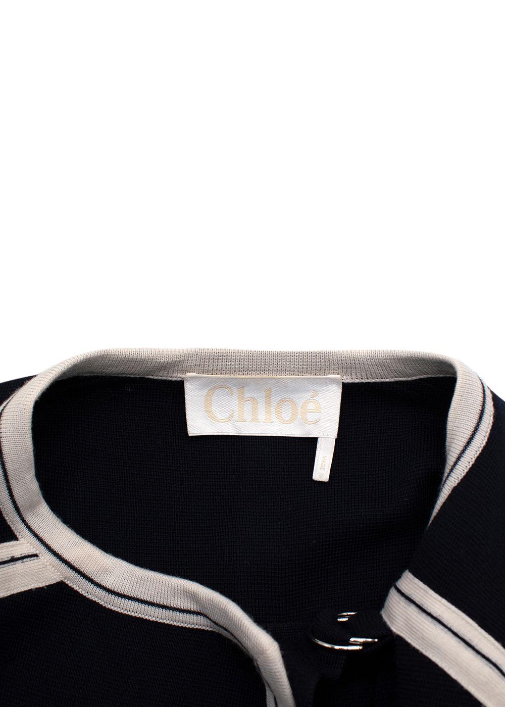 Chloe Navy Oversized Two-tone Wool Cape