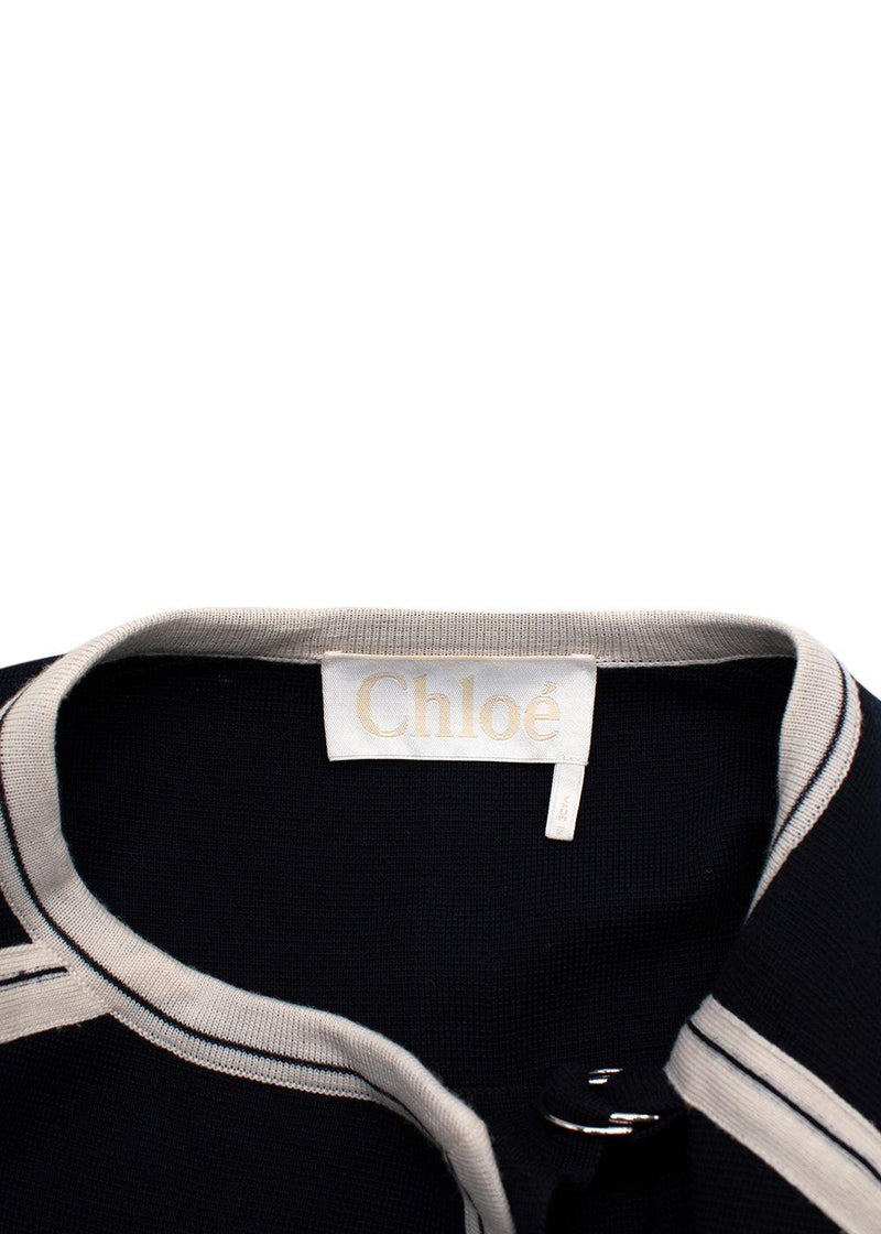 Chloe Navy Oversized Two-tone Wool Cape