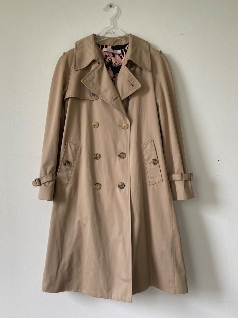 Beige Double Breasted Short Trench Coat