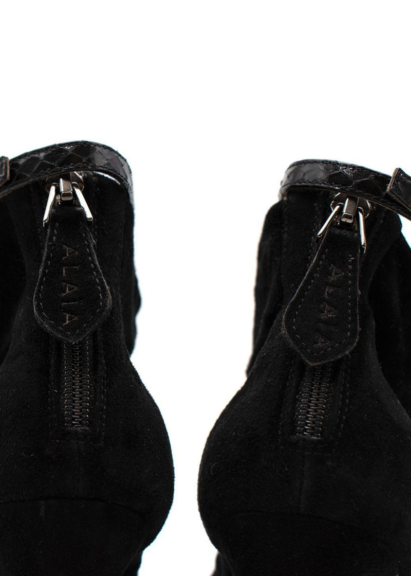 Black suede ruched heeled booties