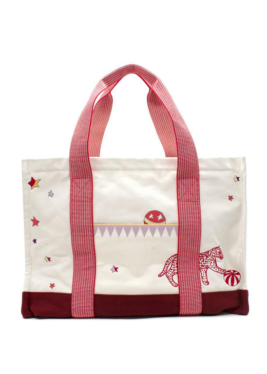 Hermes White Canvas Circus Nappy Tote Bag