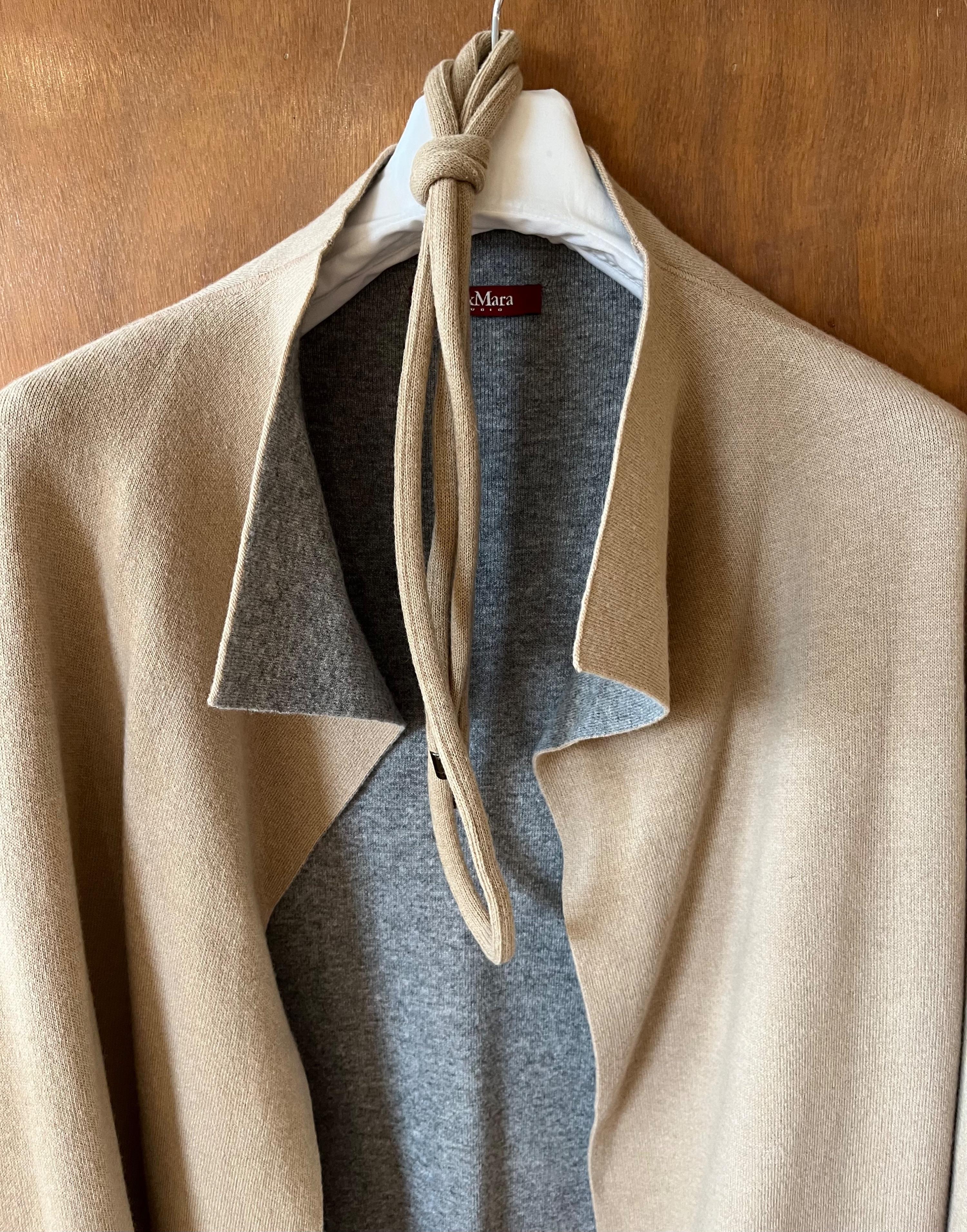 Max Mara Beige and Grey Wool Coat