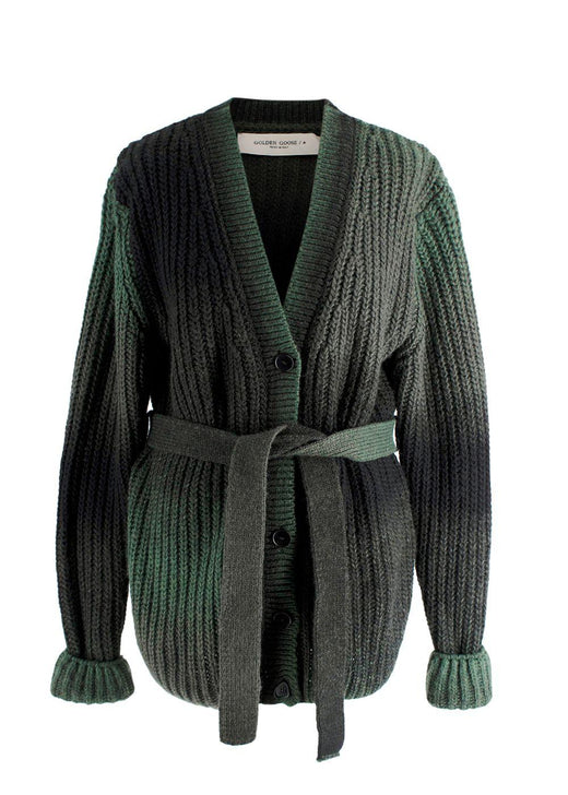 Golden Goose Green Alpaca and Wool Blend Belted Cardigan
