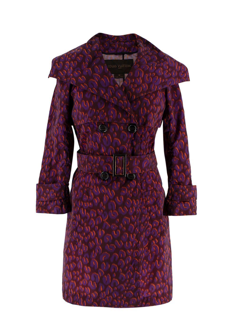 Louis Vuitton Purple Leopard Print Trench Coat