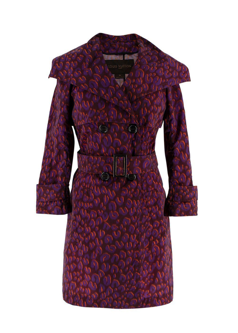 Louis Vuitton Purple Leopard Print Trench Coat