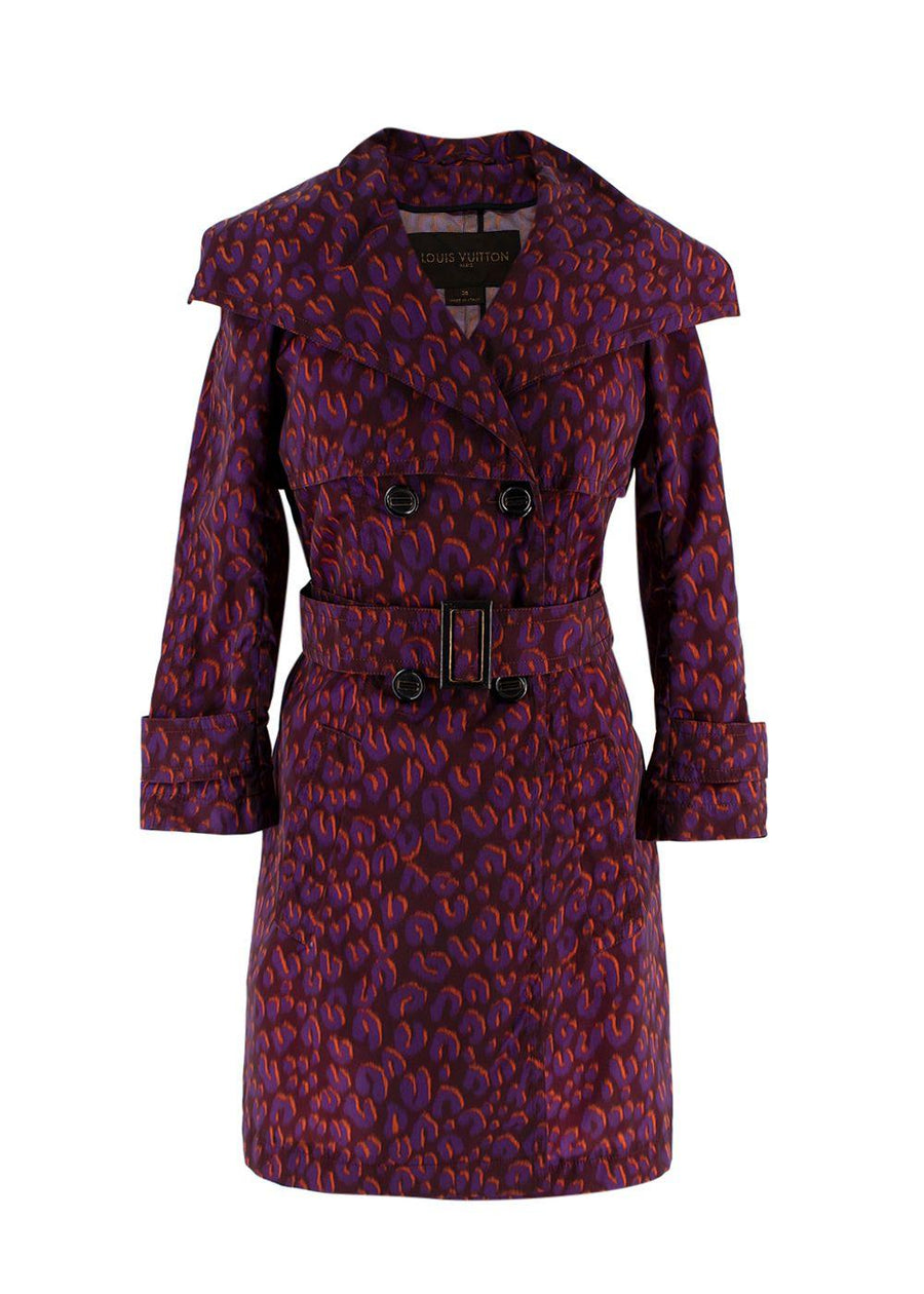 Louis Vuitton Purple Leopard Print Trench Coat