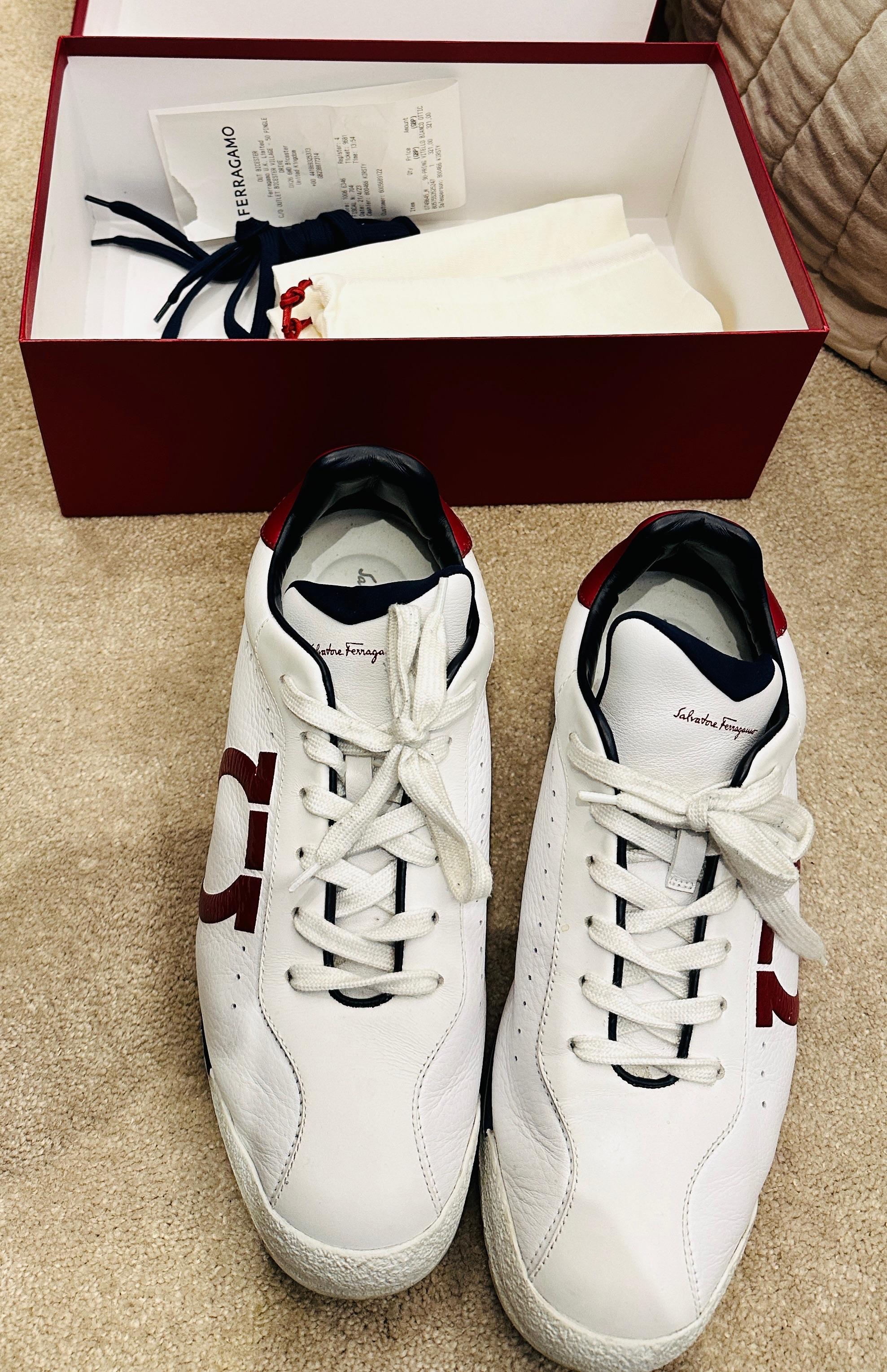 Salvatore Ferragamo White Logo Detail Trainers
