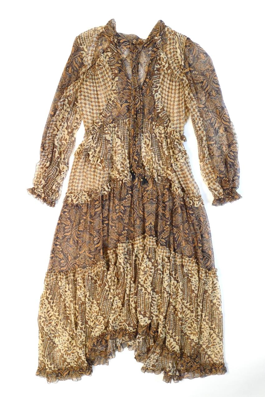 Zimmermann brown printed silk-georgette midi dress