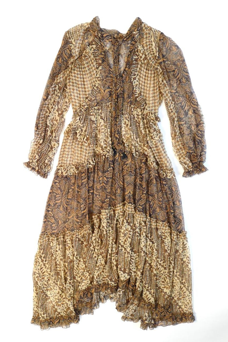 Zimmermann brown printed silk-georgette midi dress