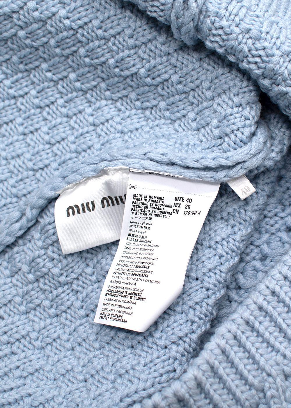 Miu Miu Blue Argyle Knit Jumper with Contrast Collar Detail