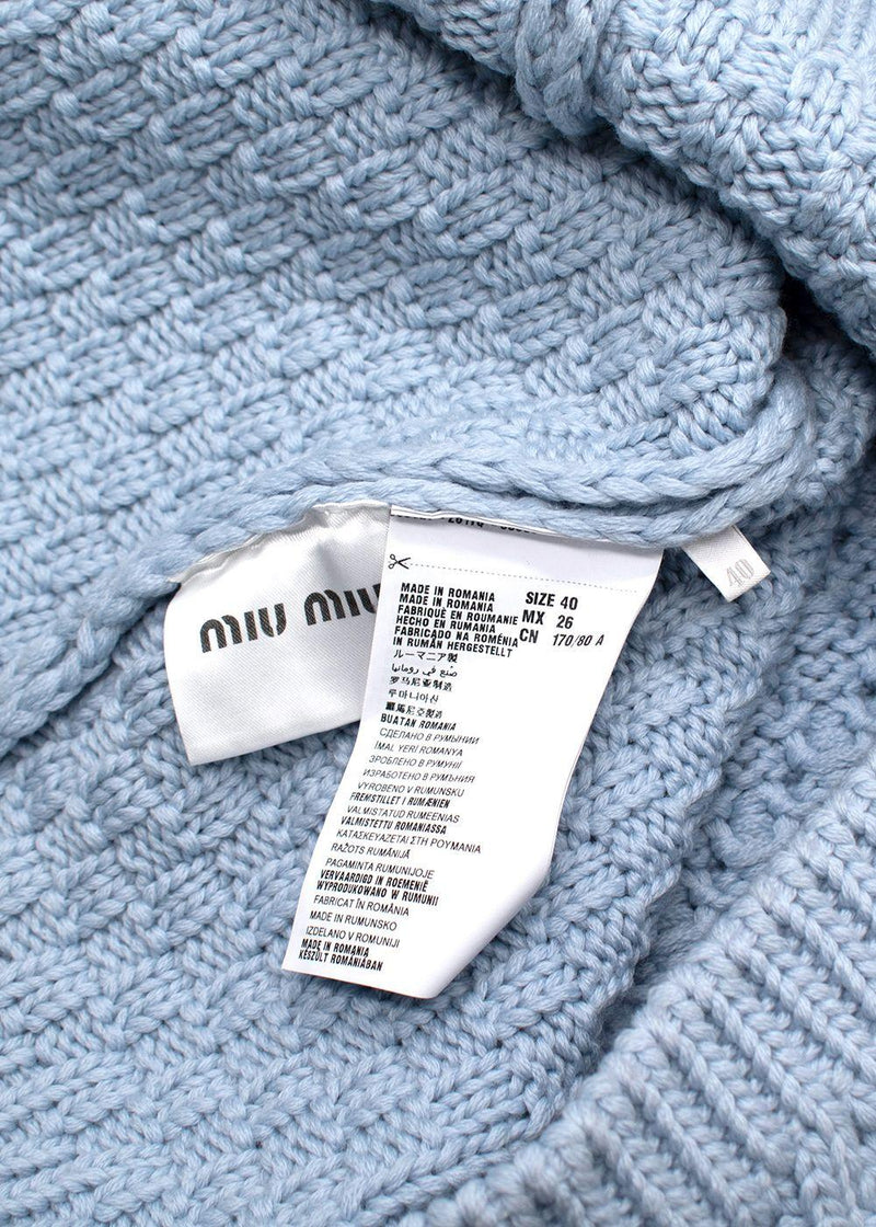 Miu Miu Blue Argyle Knit Jumper with Contrast Collar Detail