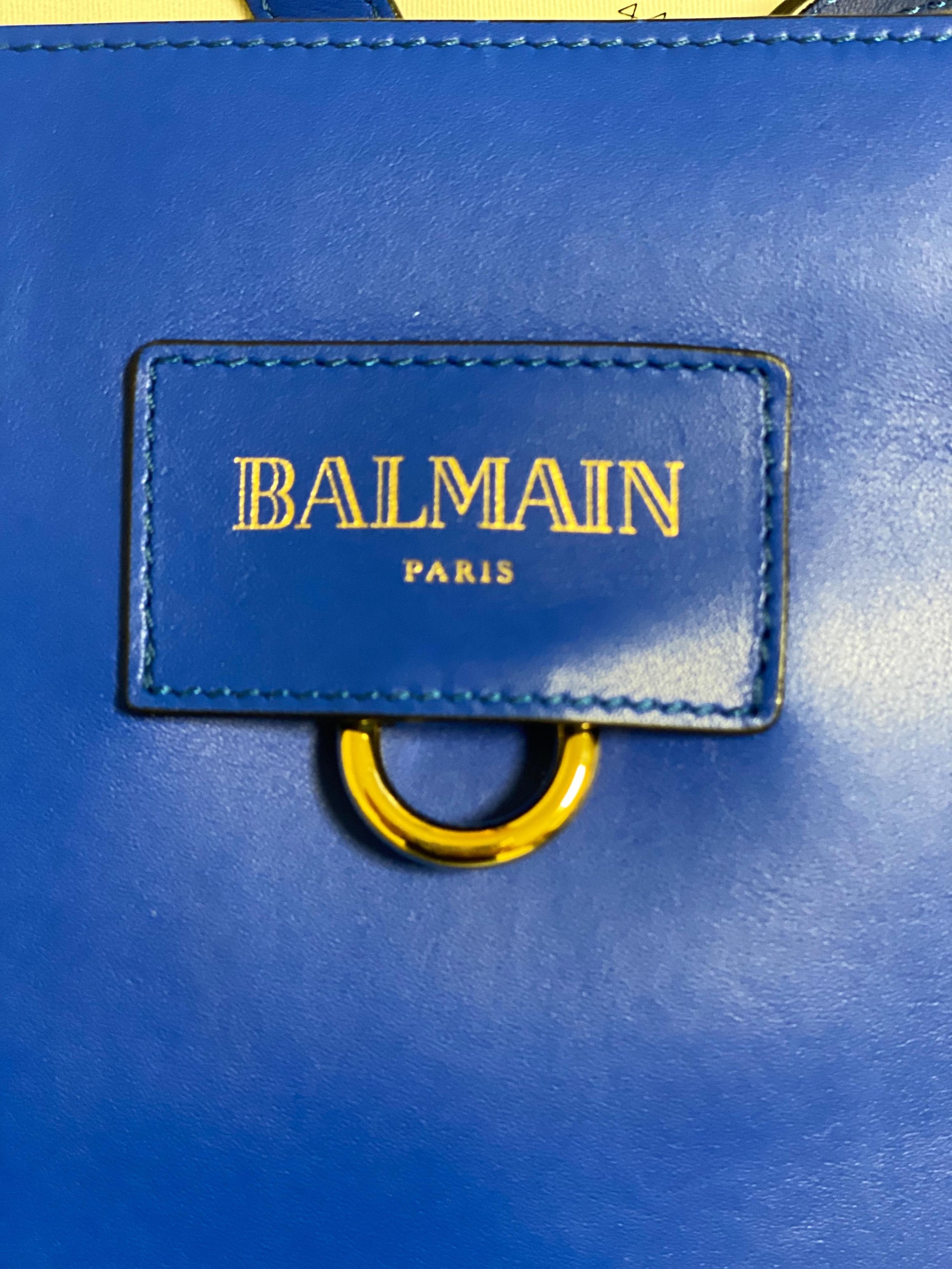 Blue Studded Leather D-Ring Tote