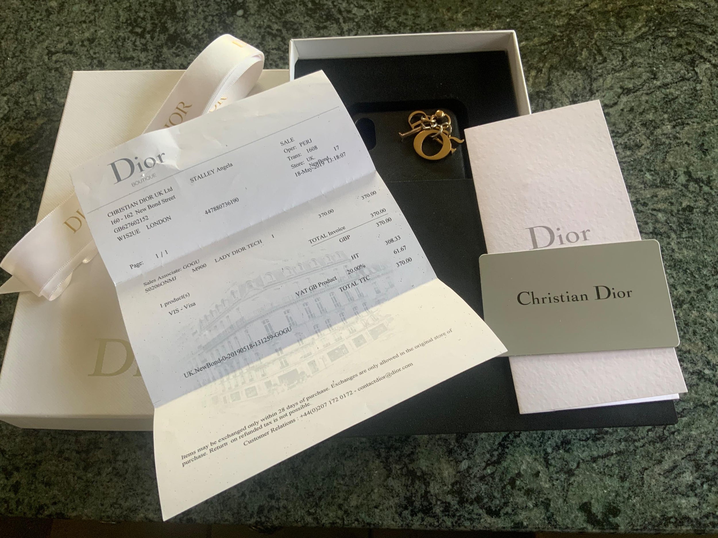 Lady Dior iPhone XS Black Leather Cover