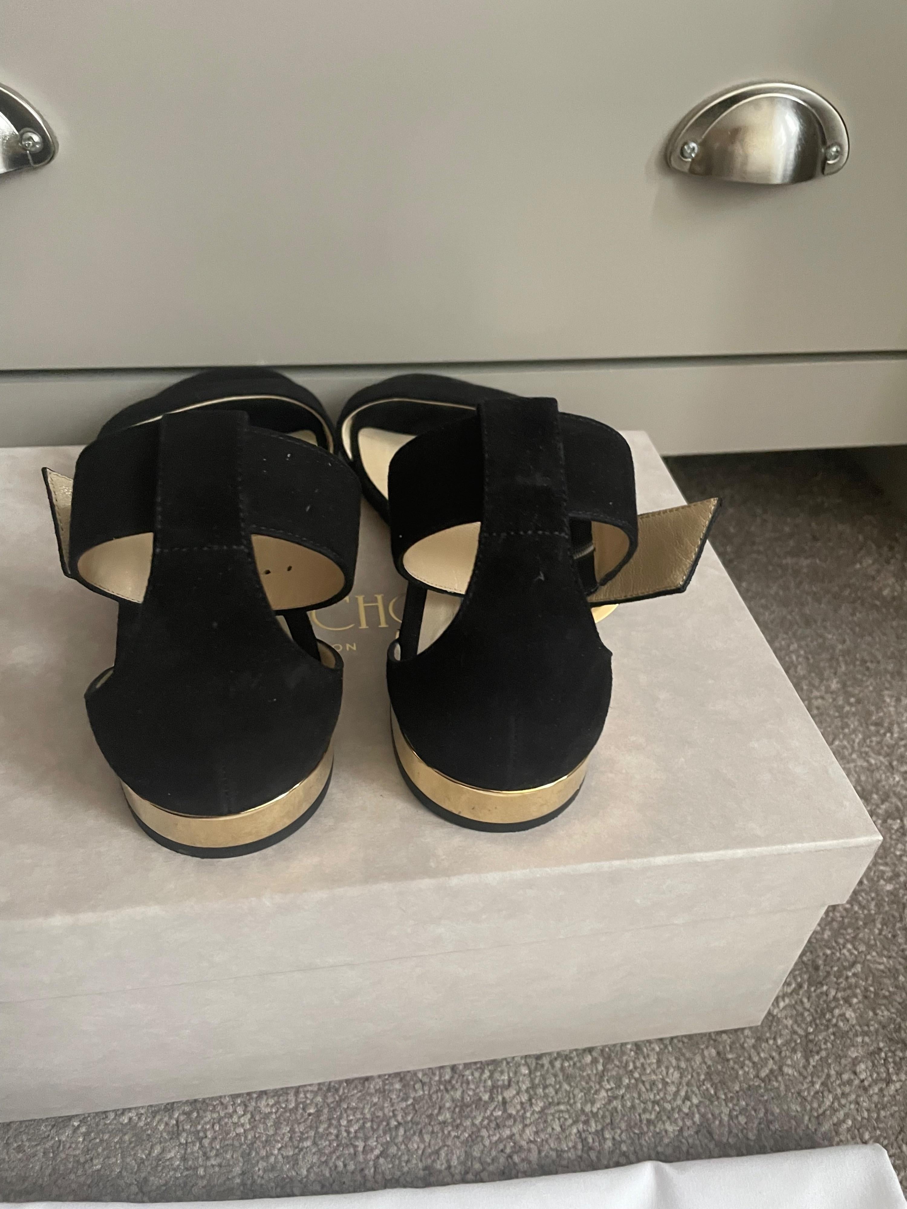 Jimmy Choo Black Suede Flat Sandals