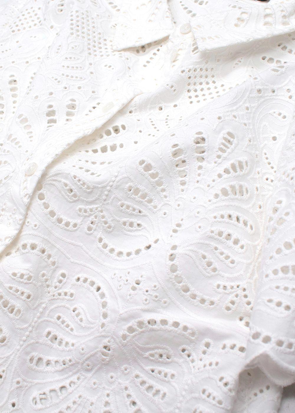 Self Portrait White Broderie Anglaise Shirt