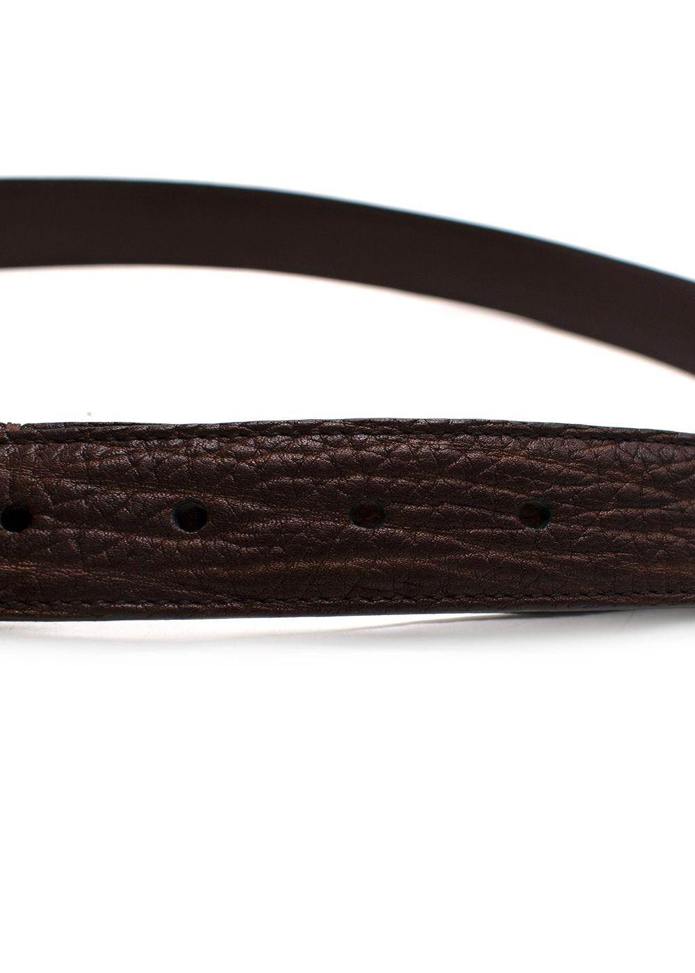 Brunello Cucinelli Brown Embossed Leather Belt Size 95
