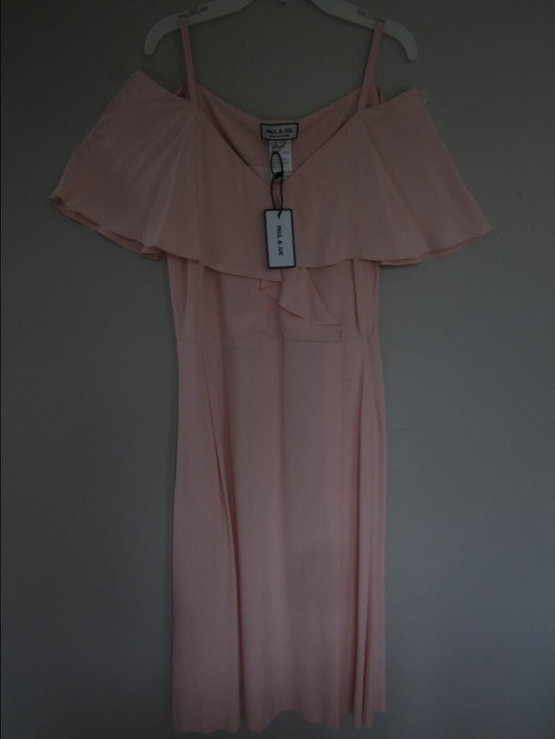 Paul & Joe Severiny Cold-Shoulder Pink Crepe de Chine Dress