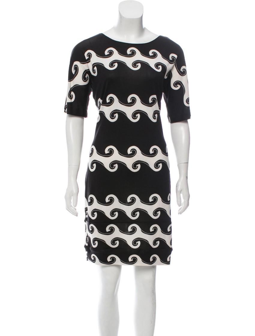 Diane von Furstenberg Cyrani black & white waveprint silk dress