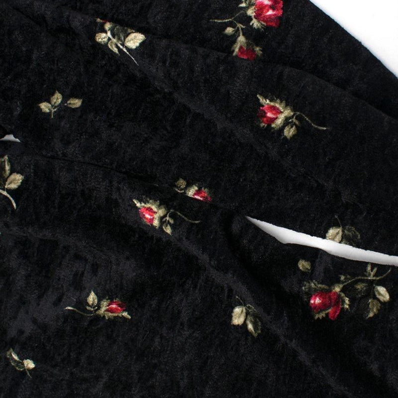 Monnalisa Kids Black Rose Print Velvet Leggings
