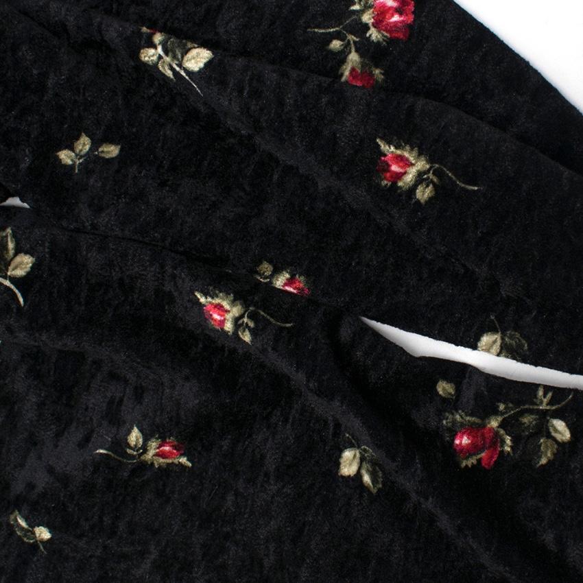 Monnalisa Kids Black Rose Print Velvet Leggings