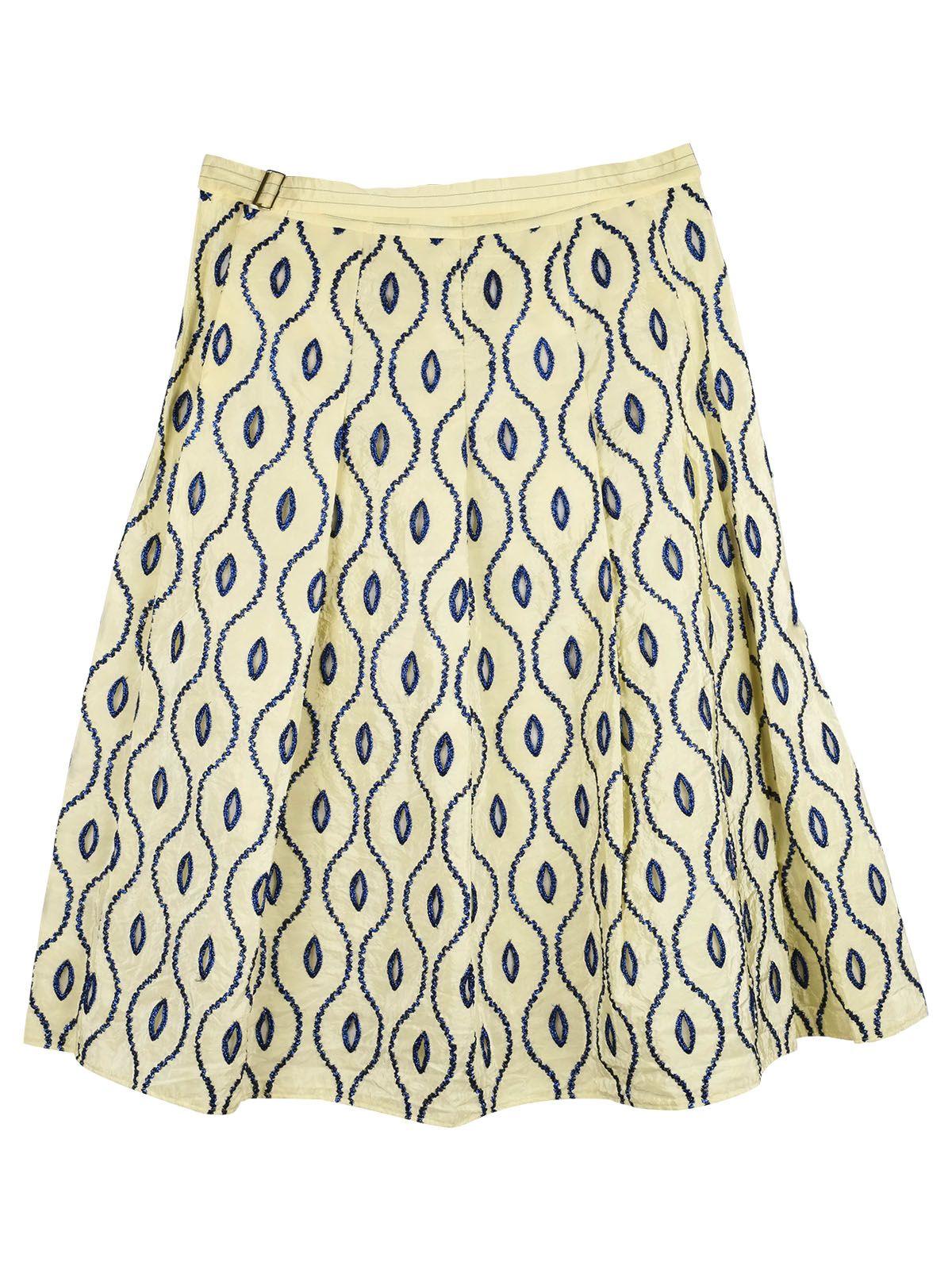 Ivory & blue cutwork embroidered skirt