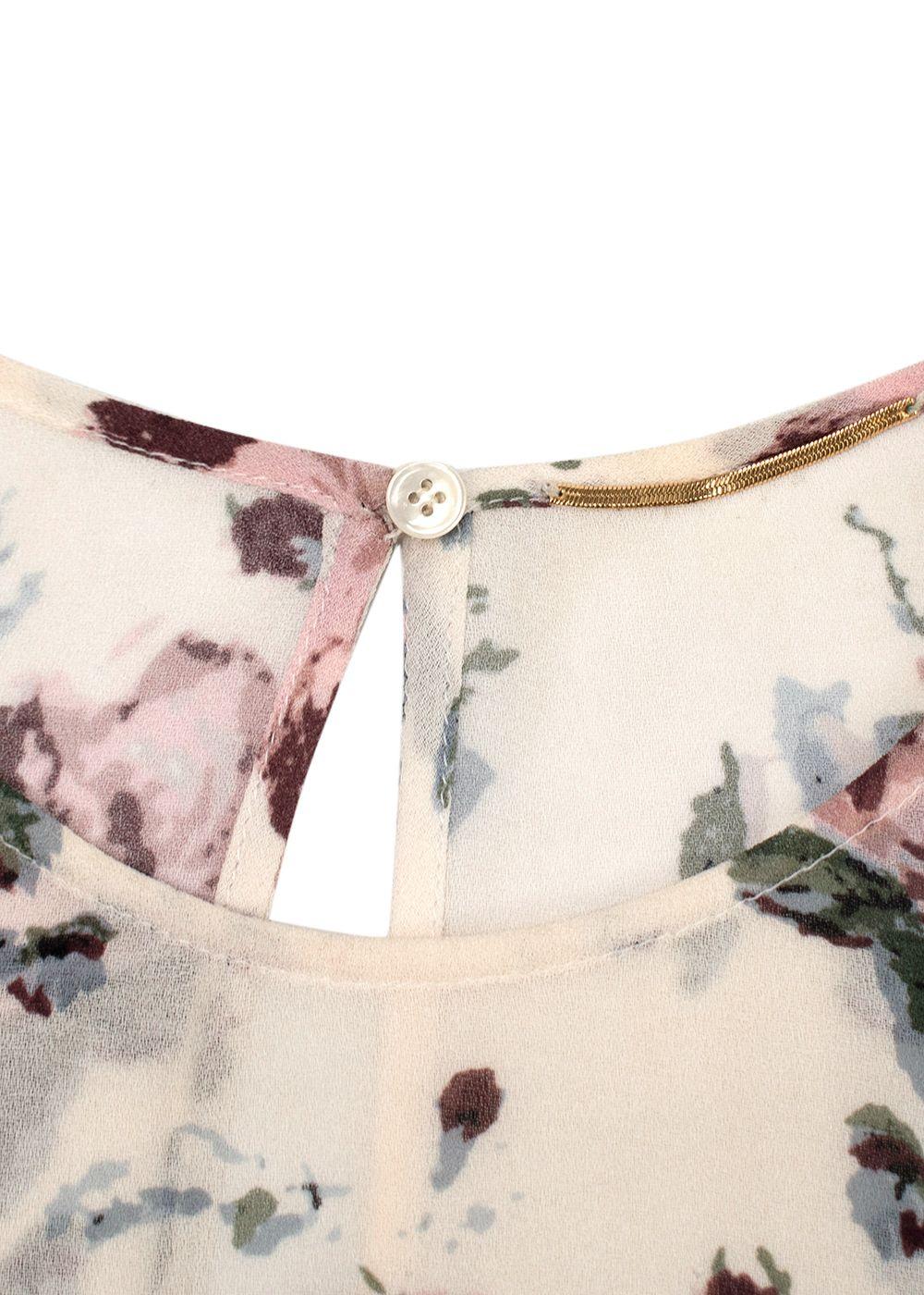 Saint Laurent Crepe Sleeveless Floral Top