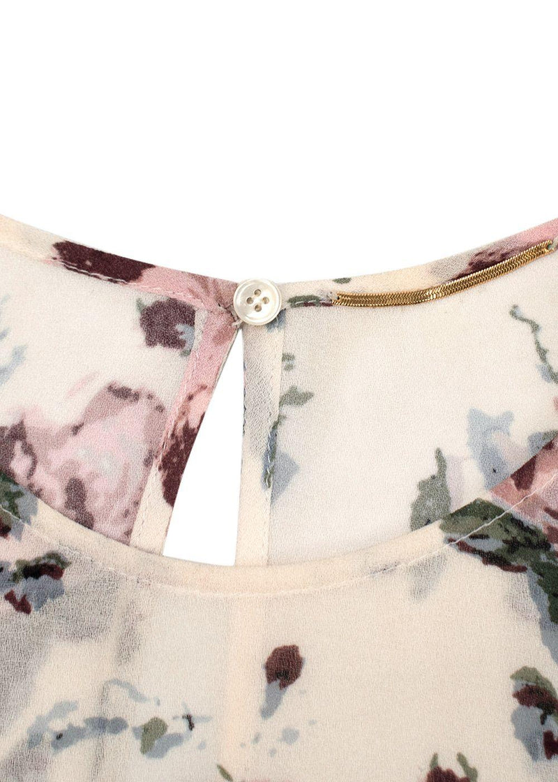Saint Laurent Crepe Sleeveless Floral Top