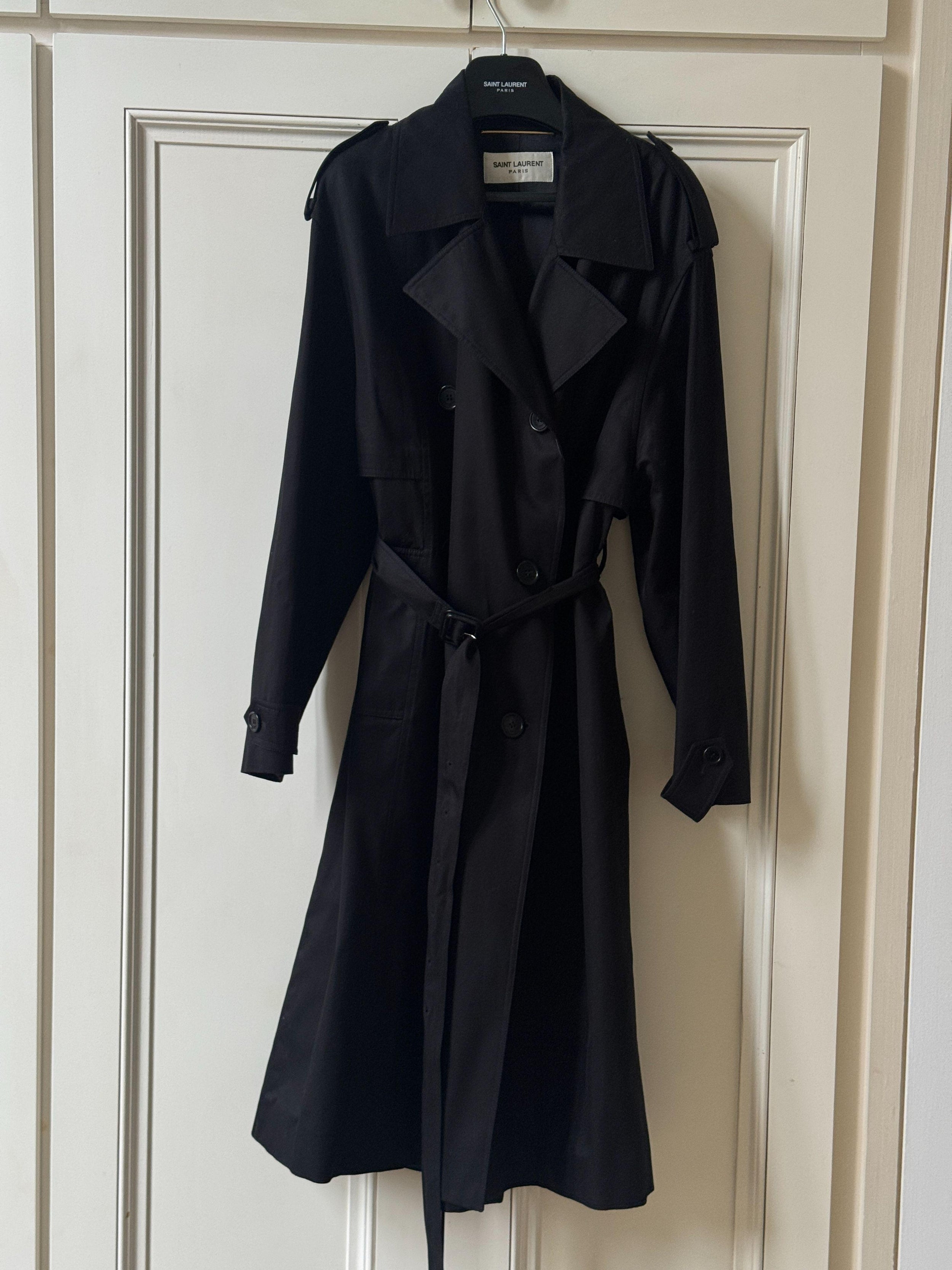 Saint Laurent Black Cotton Trench Coat