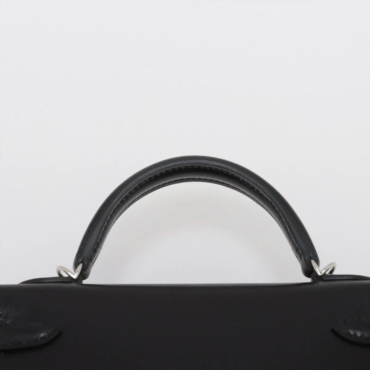 Kelly Handbag 20 Black Cloute Box Sellier PHW B