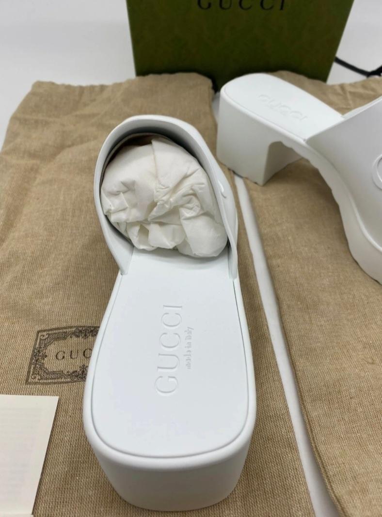 Gucci White Rubber Mules