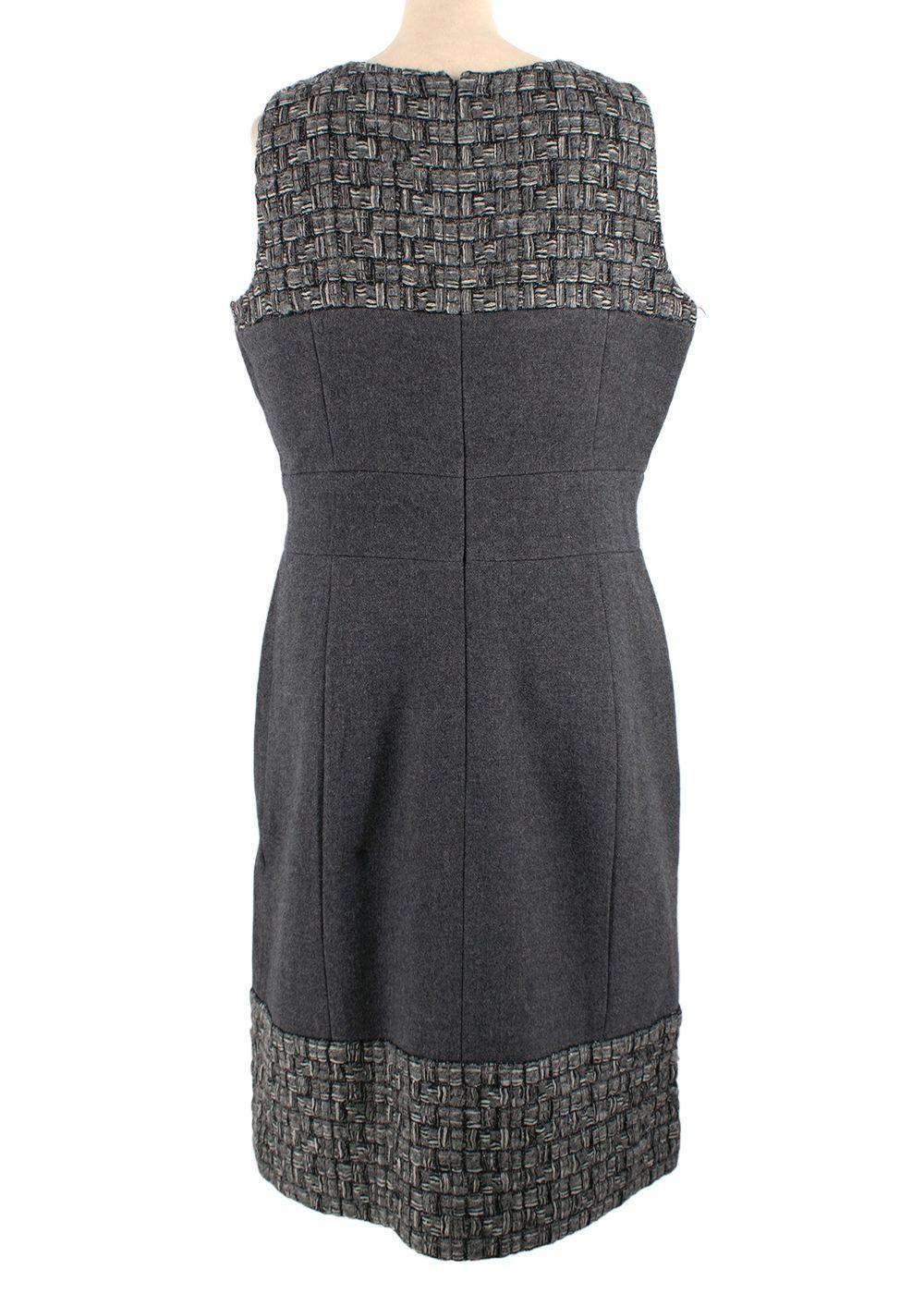 Chanel Grey Tweed Sleeveless Shift Dress