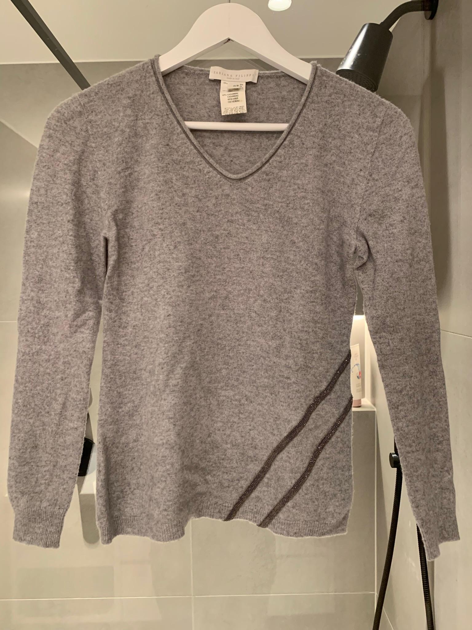 Grey Embellished Cashmere Blend Jumper