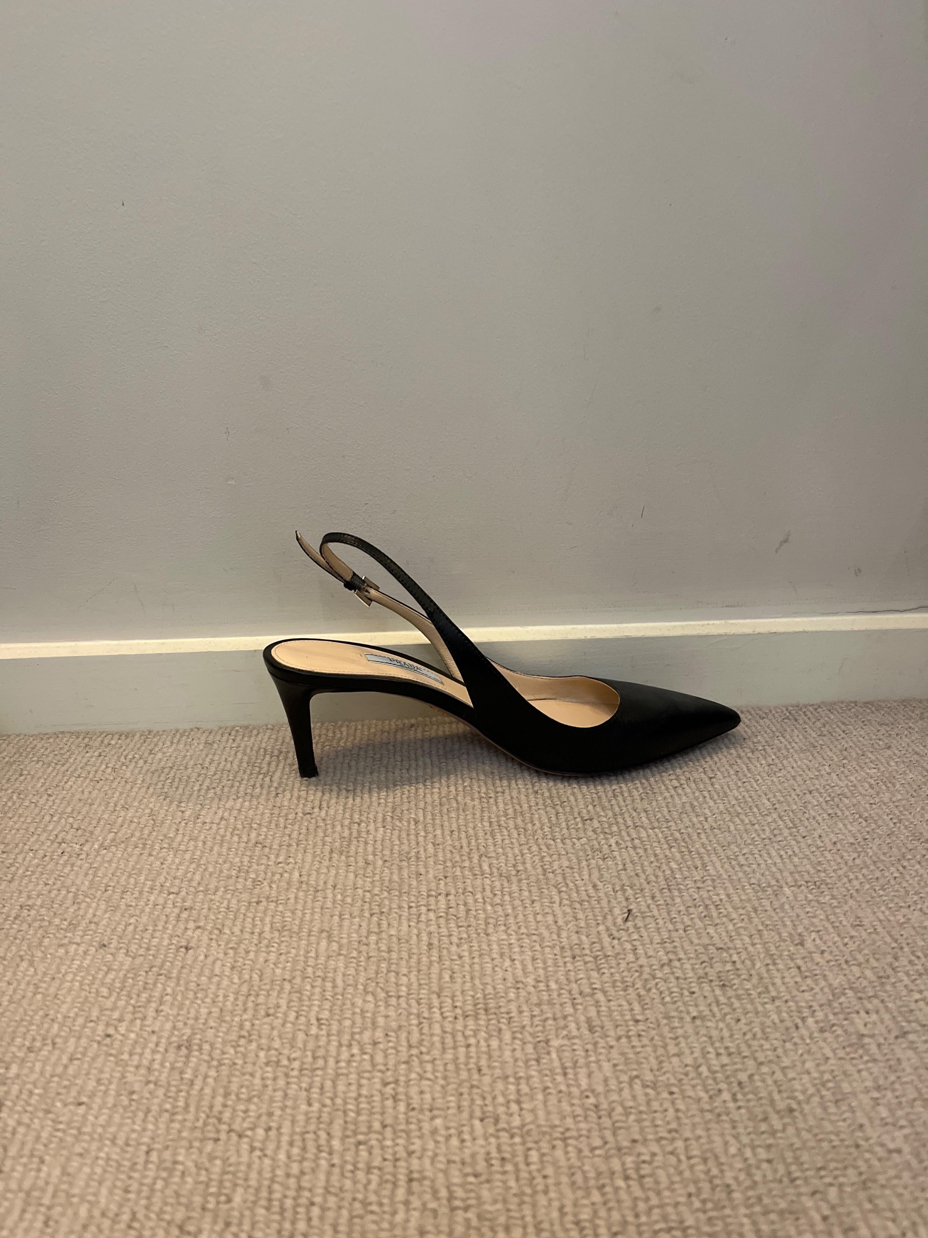 Black Leather Slingback Sandals
