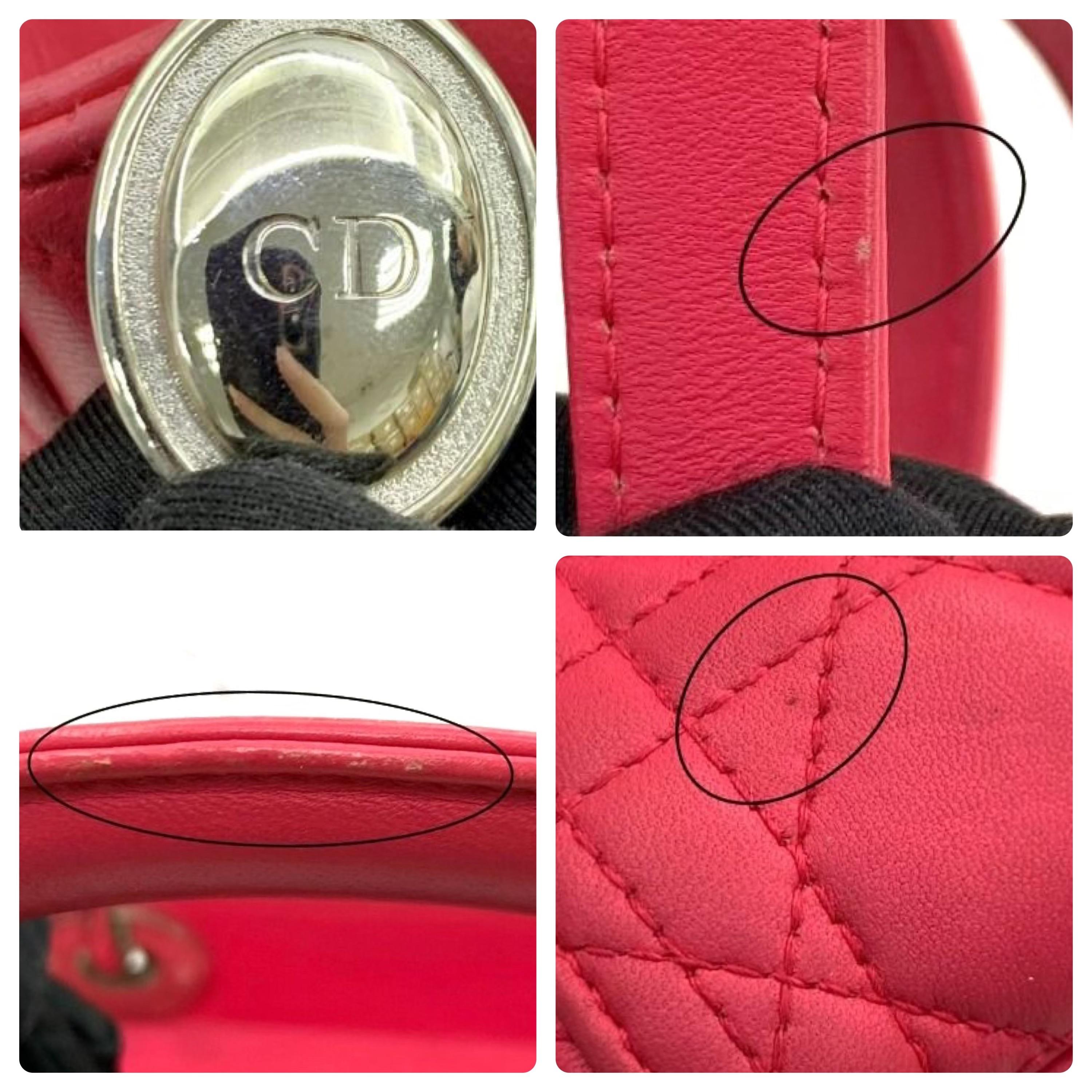 Medium Pink Lambskin Cannage Lady Dior