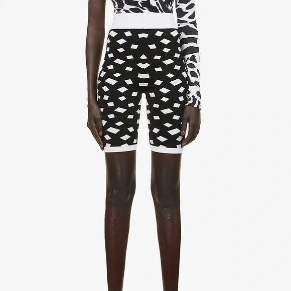 Balmain Black and White Jacquard Cycling Shorts