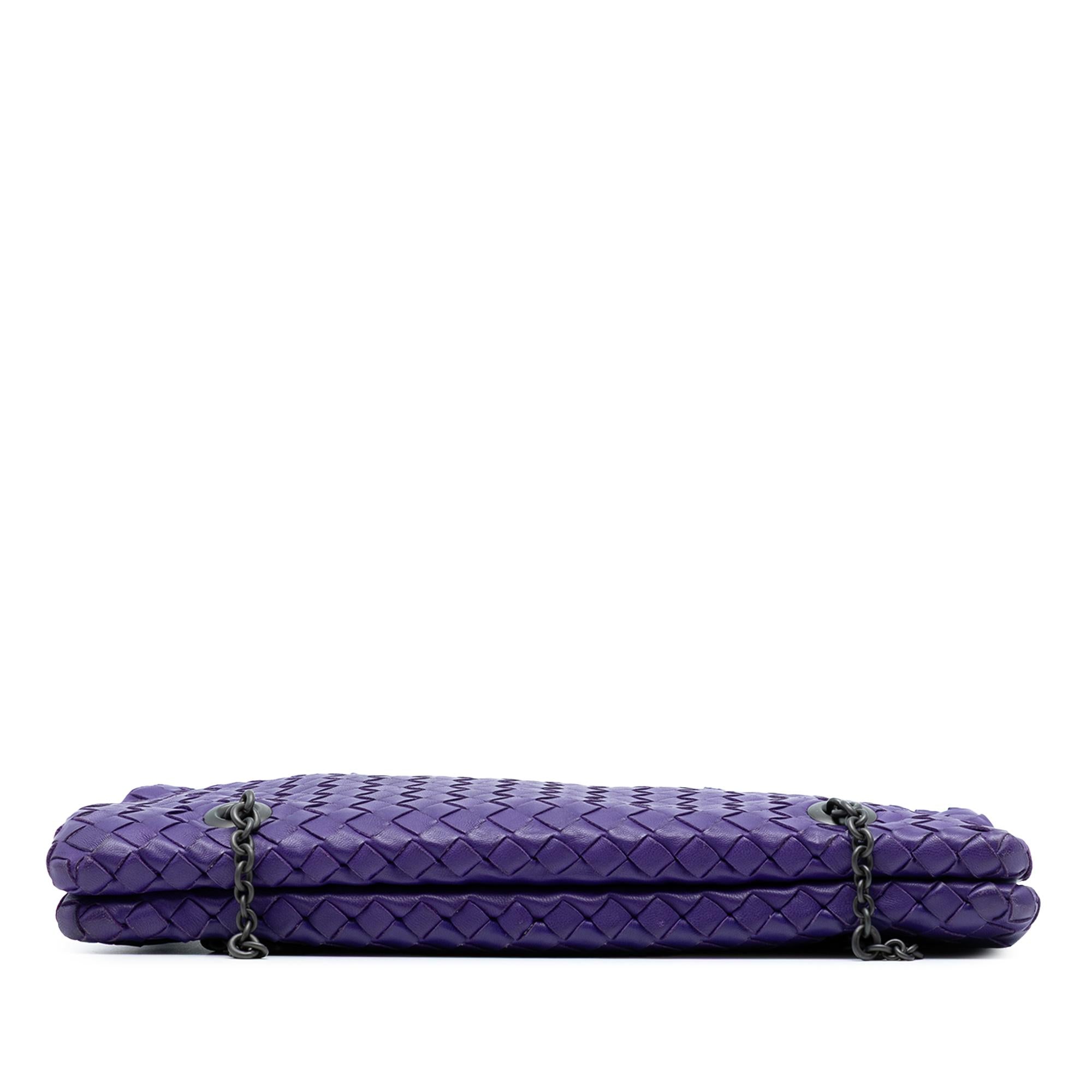 Bottega Veneta Purple Nappa Intrecciato Duo Shoulder Bag