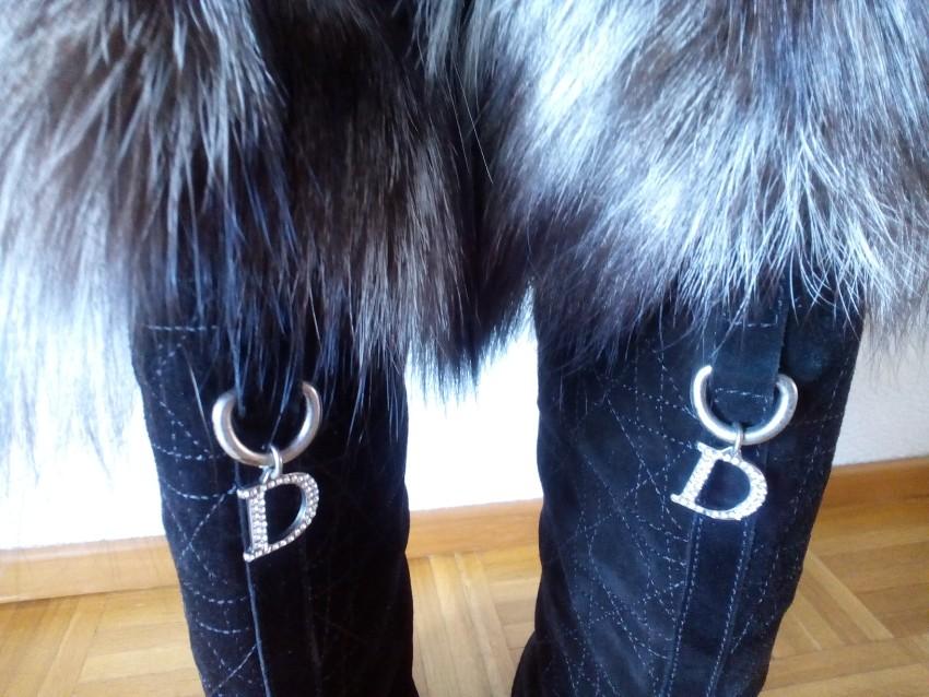 Dior Suede and  Fox Fur Tall Boots