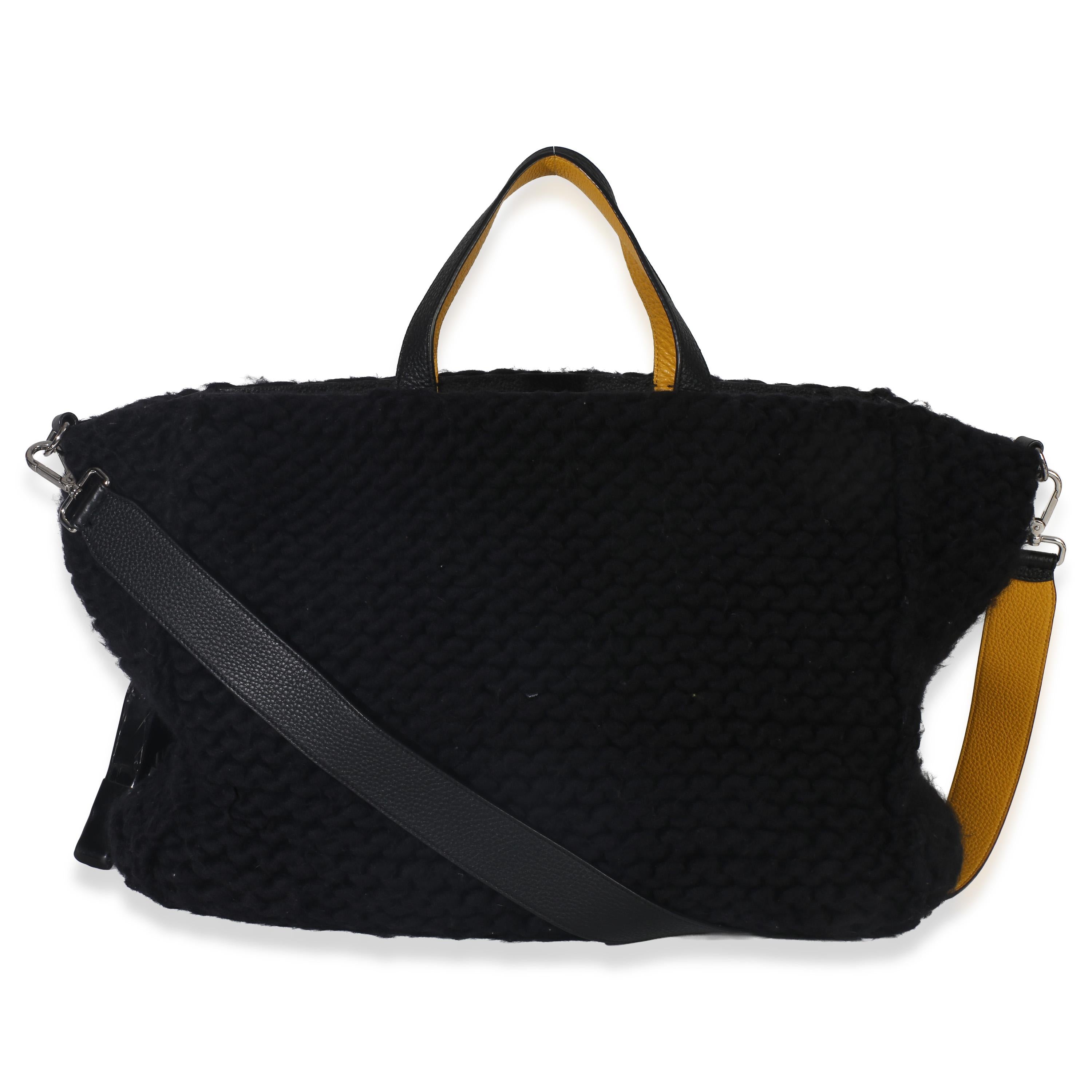 Fendi  Black Wool Logo Tote