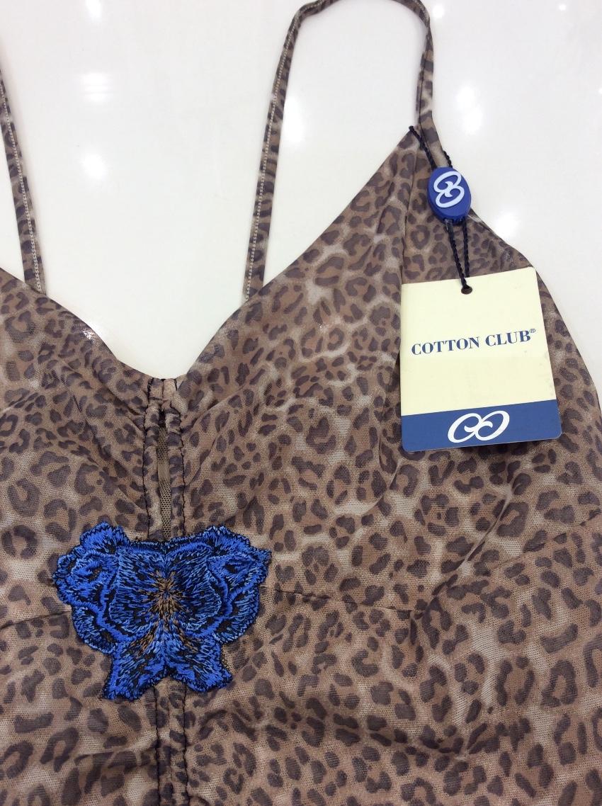 Cotton Club Couture Leopard Print Embroidered Camisole & Thong Set