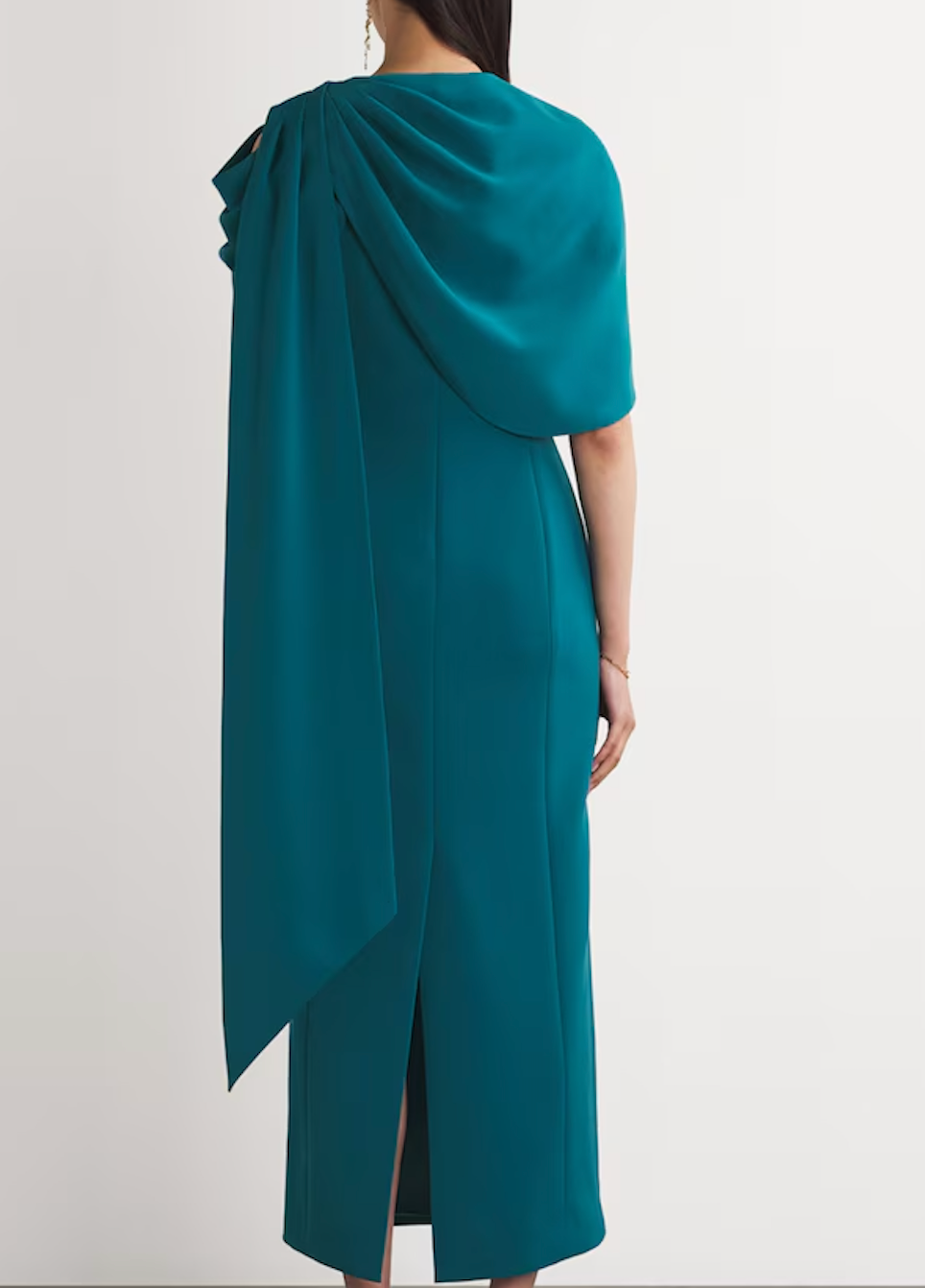 Huishan Zhang Embellished Isolde Fitted Cape Gown
