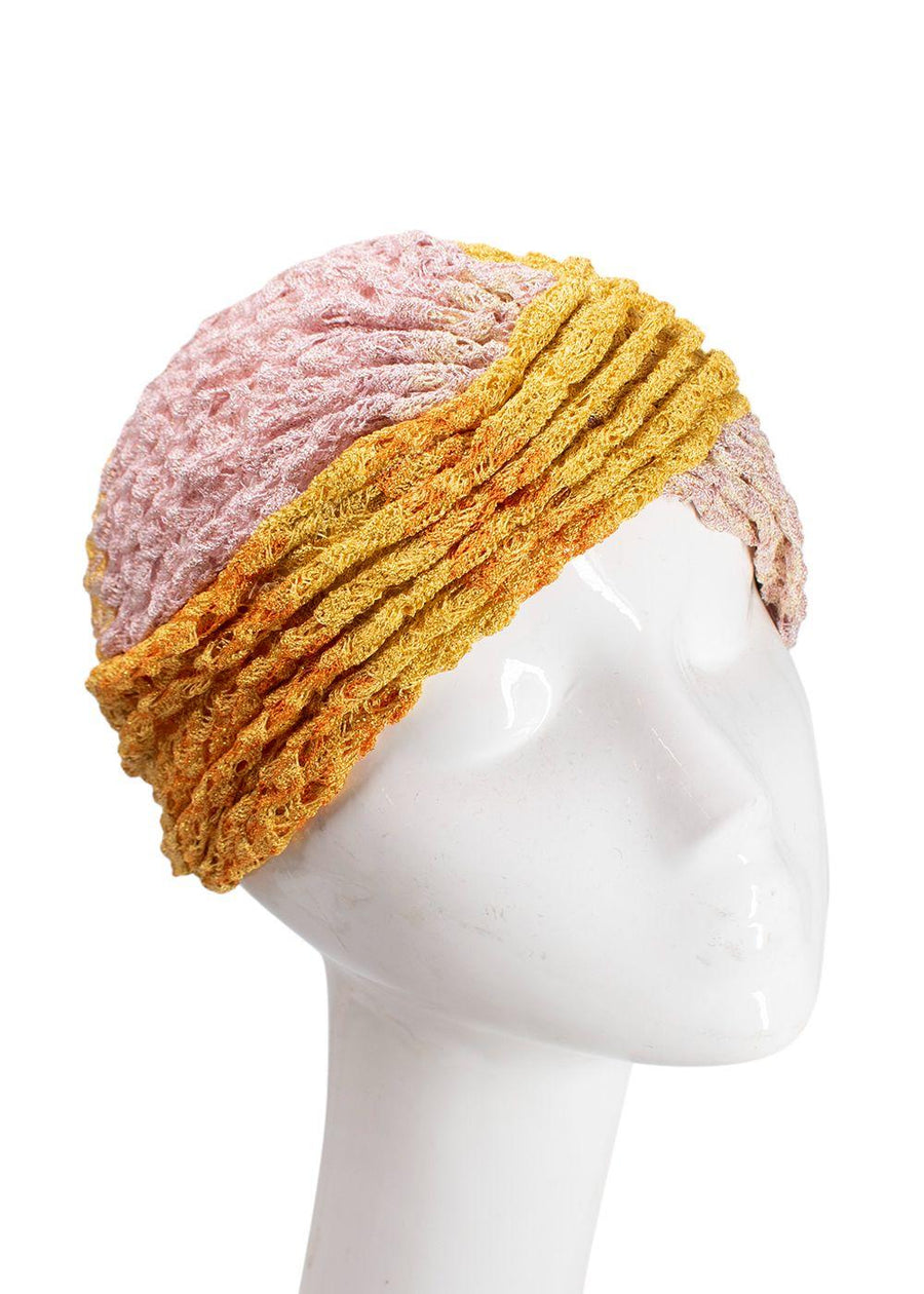 Missoni Yellow & Pink Metallic Knit Turban