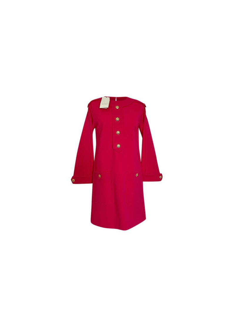 Hot pink stretch-knit tunic shift dress