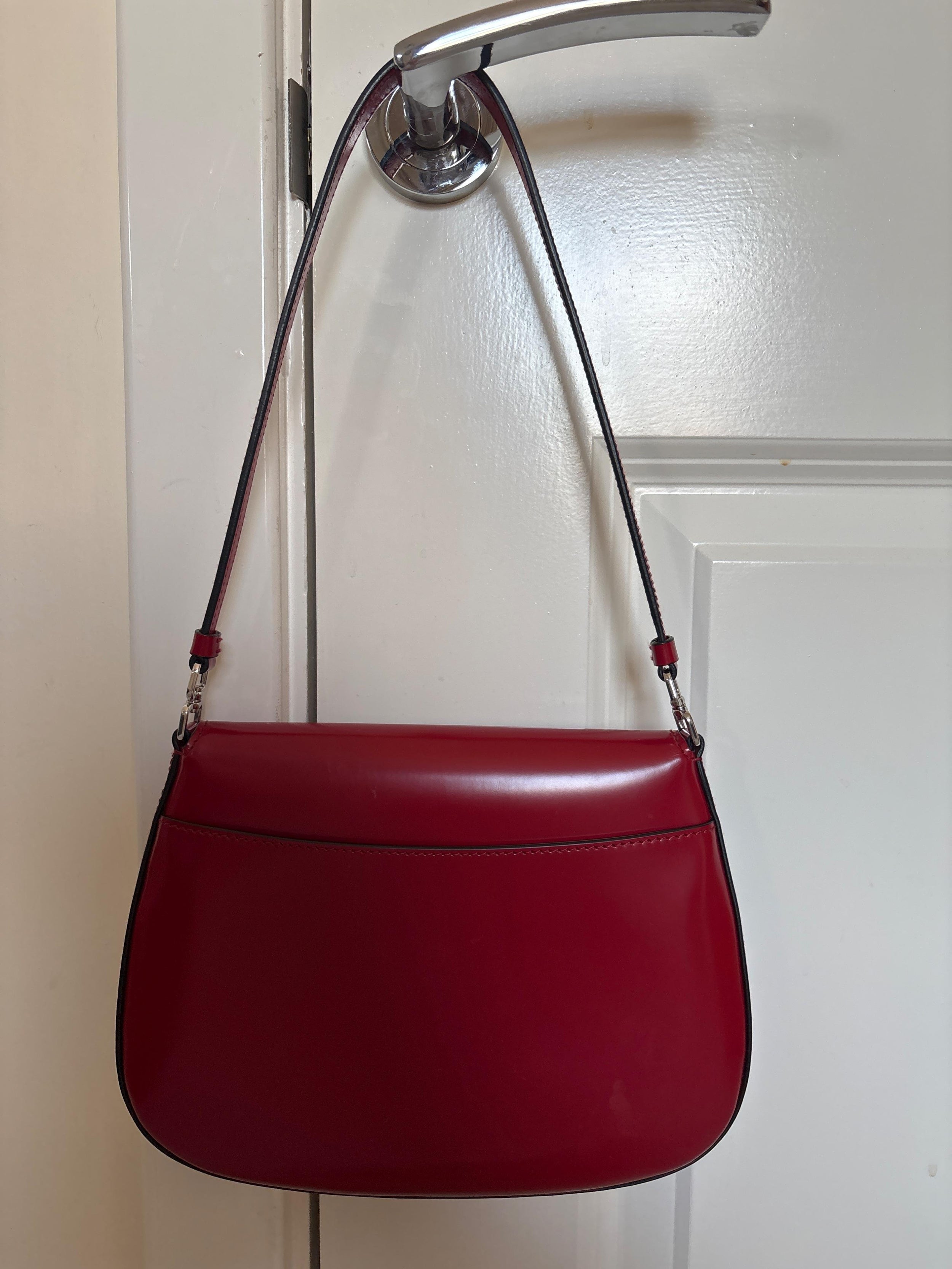 Prada Red Leather Cleo Shoulder Bag