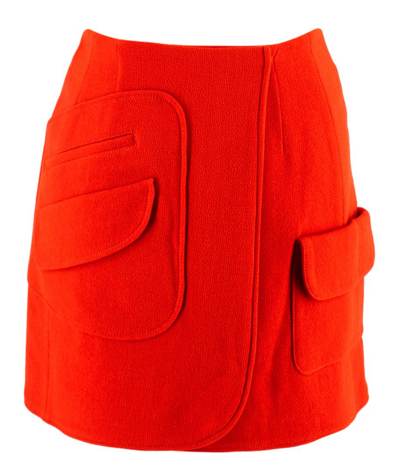 Dior Bright Orange Virgin Wool Mini Wrap Skirt