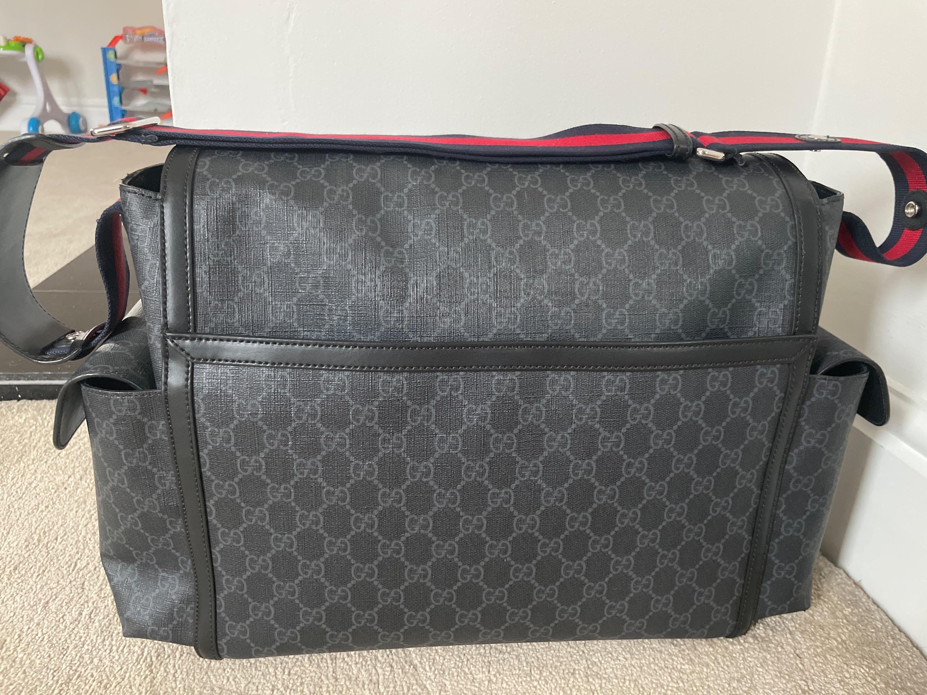 Black GG Monogram Canvas Changing Bag