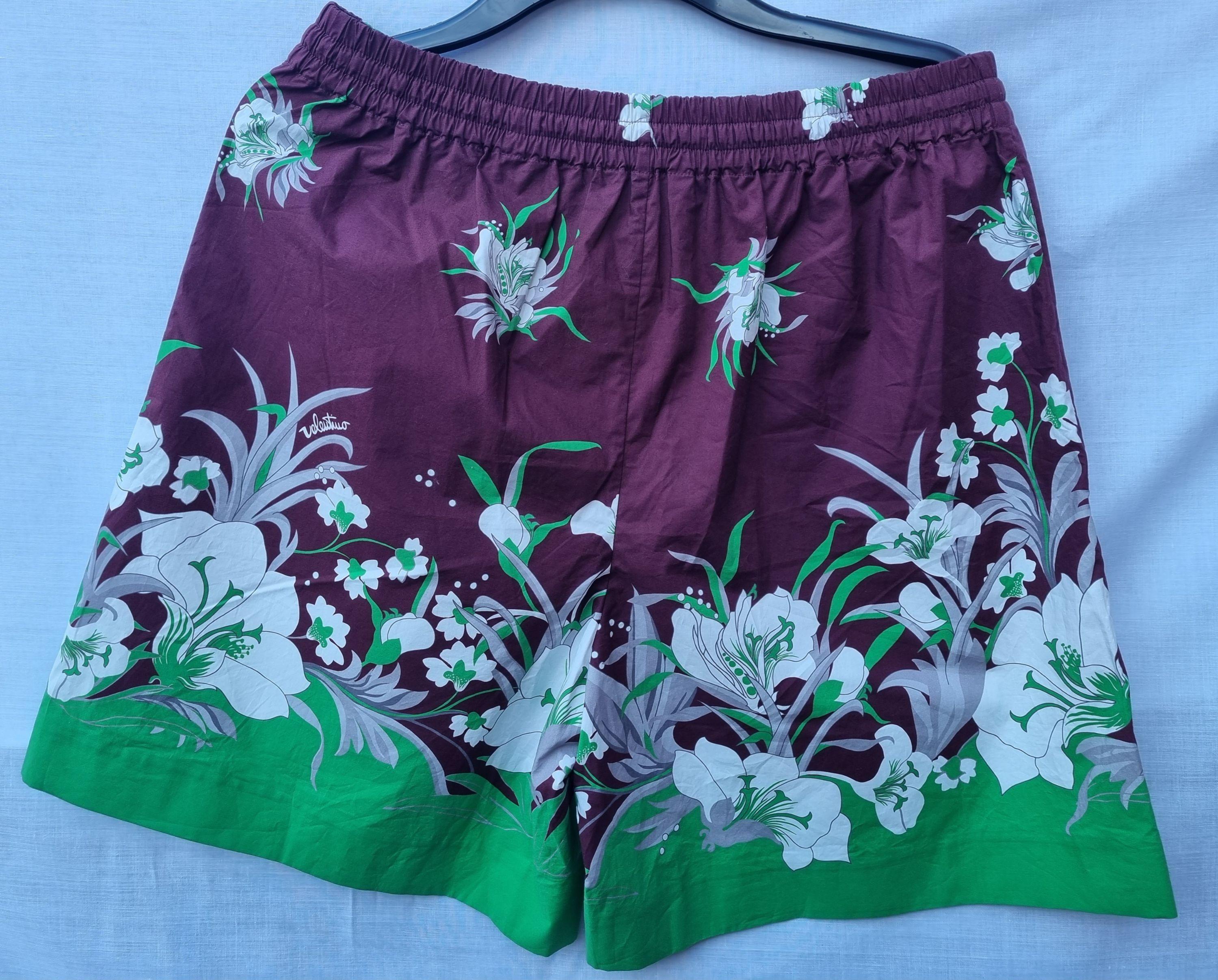 Burgundy & green floral shorts